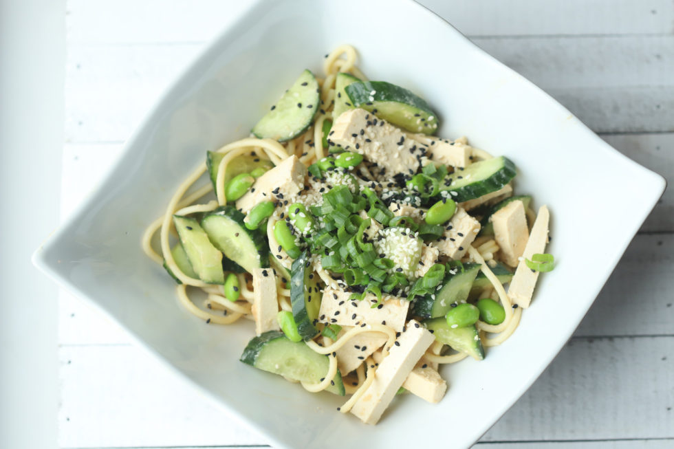 Chilled Cucumber and Sesame Noodles with Tofu
