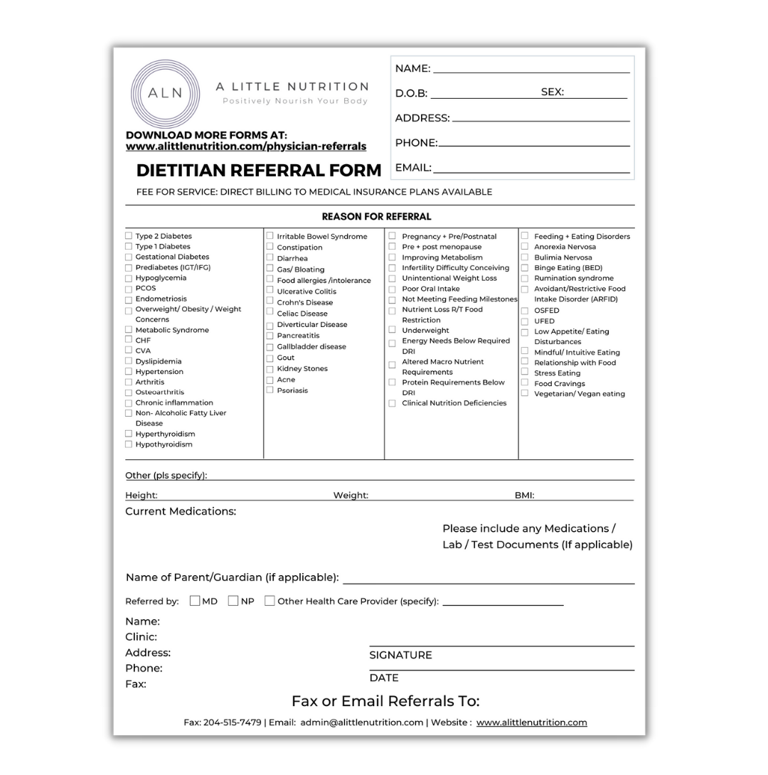 dietitian referral form Winnipeg